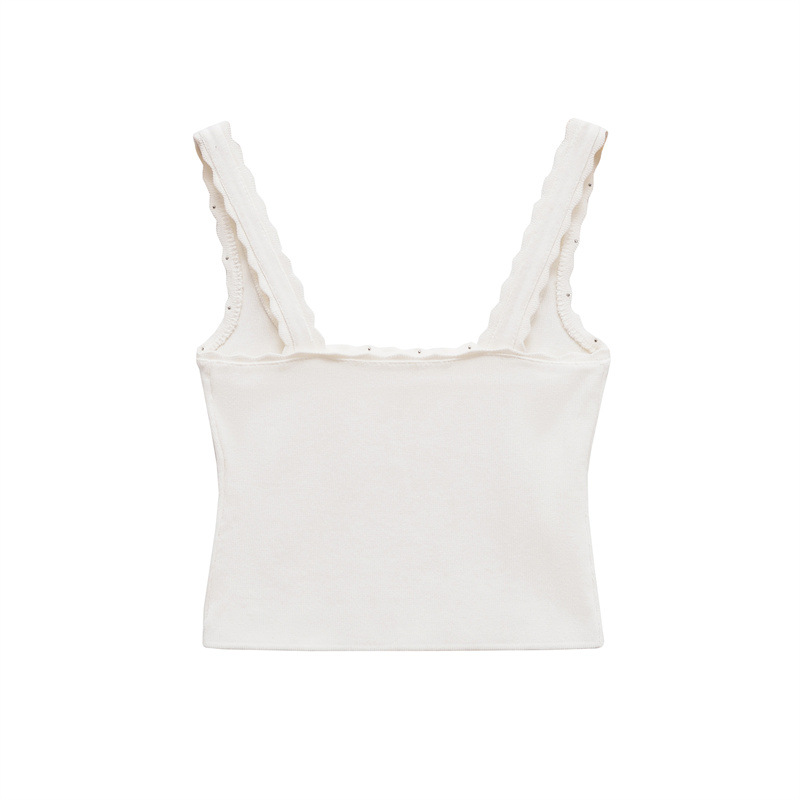 Artificial Decorated Pearls Warp Knitted Top Mini Skirt Suit