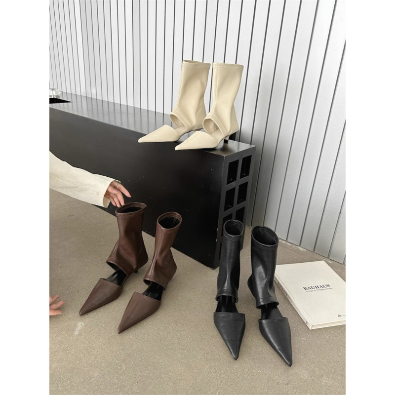 Womens French-style Pointed-toe Stiletto-heel Stretchy