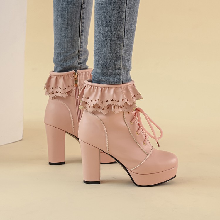 Title 36, Autumn and Winter Lace Up Womens Thick Heel Fa...