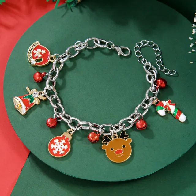 Creative Christmas Metal Chain Bracelet For Women Men Santa Claus Christmas Tree Snowflake Snowman Pearl Bangles New Year Gifts D1245 - Shop at LoveMi