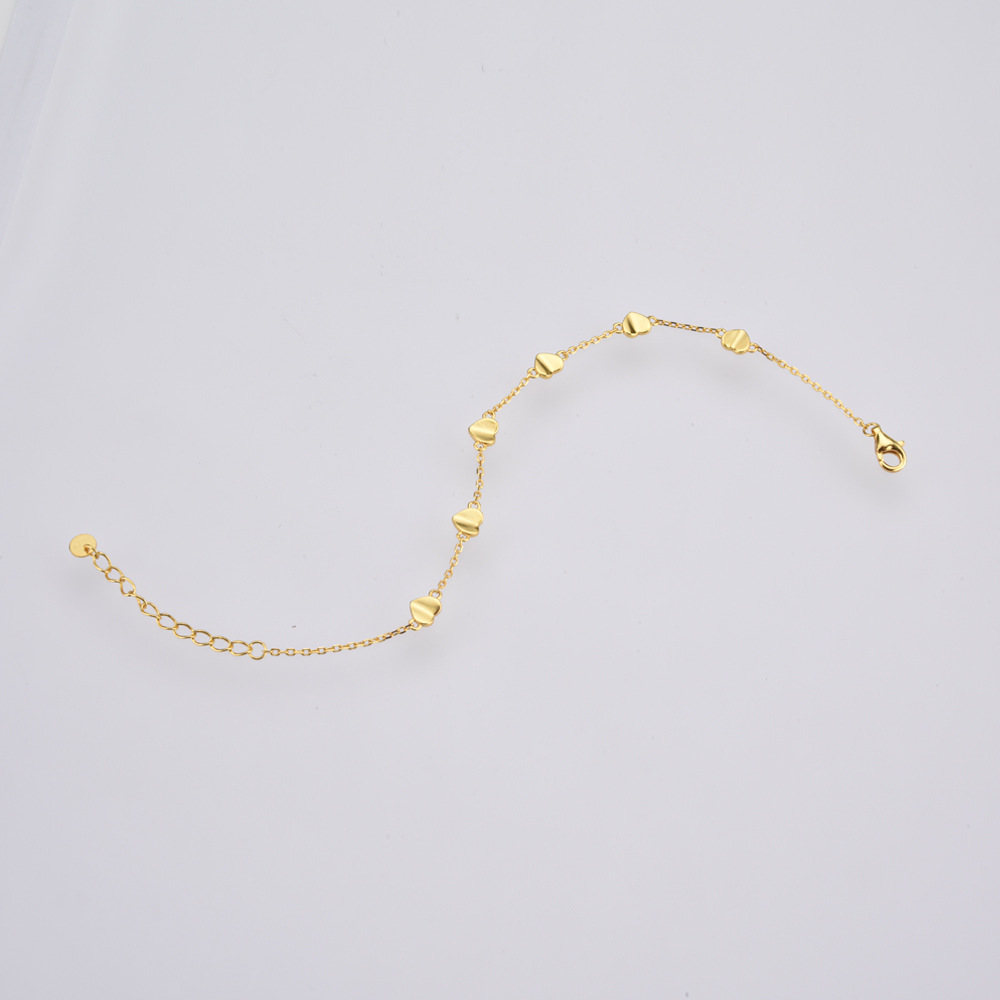Women's S925 Sterling Silver Cute Heart Temperamental Niche Design Simple Bracelet