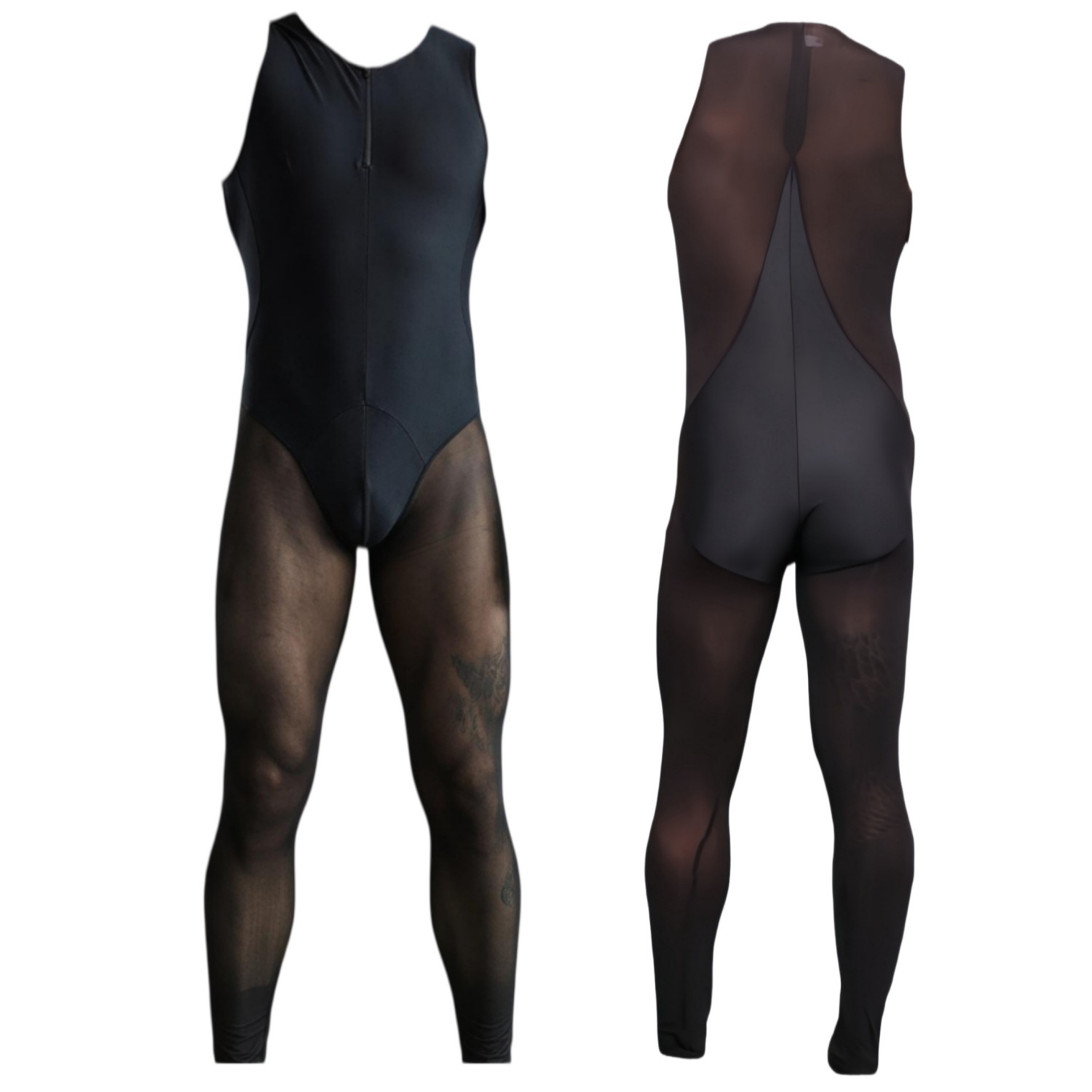 Sexy Sheer Sleeveless Jumpsuit For Men