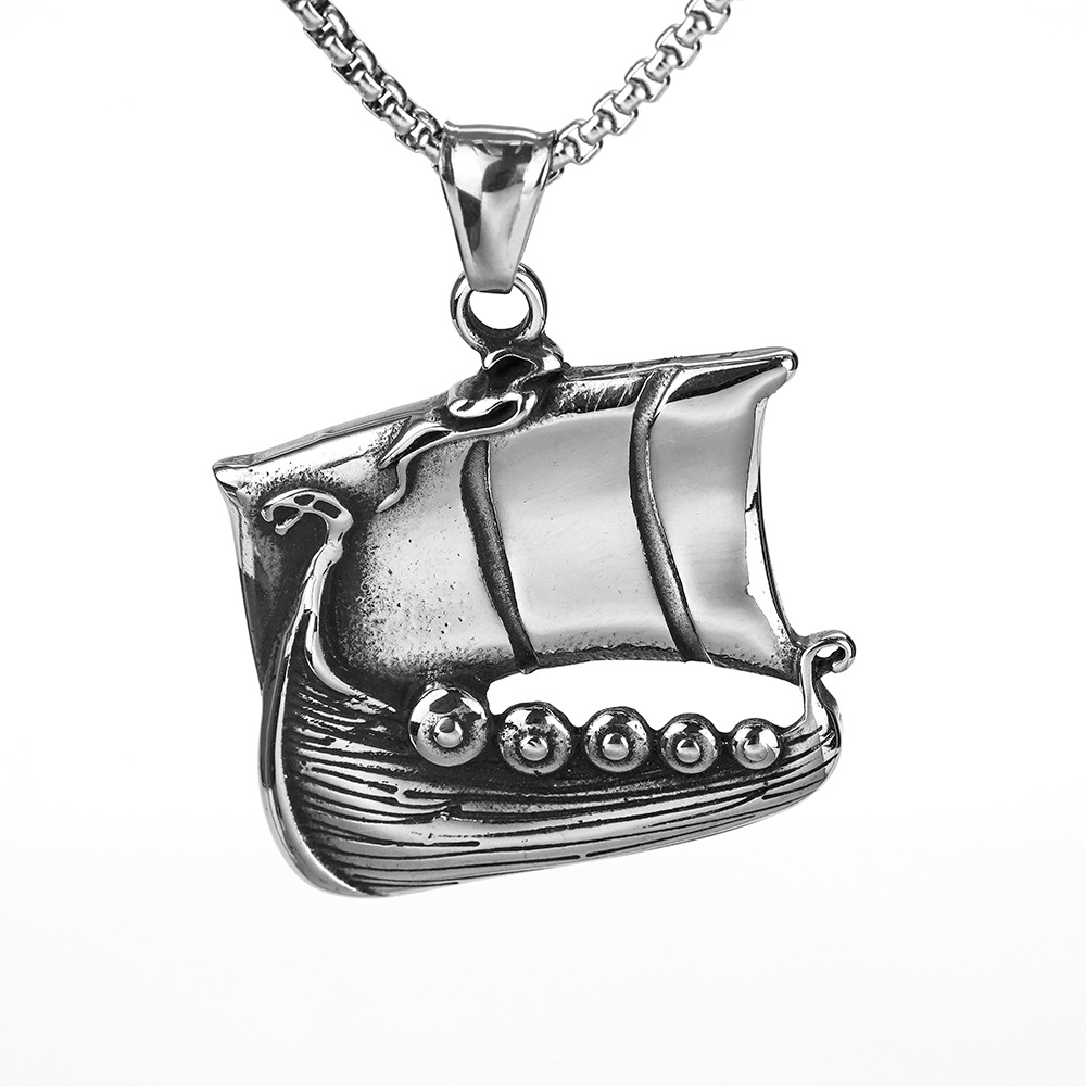 Pendant Men's Necklace Retro Hip Hop Viking Battleship Sailing