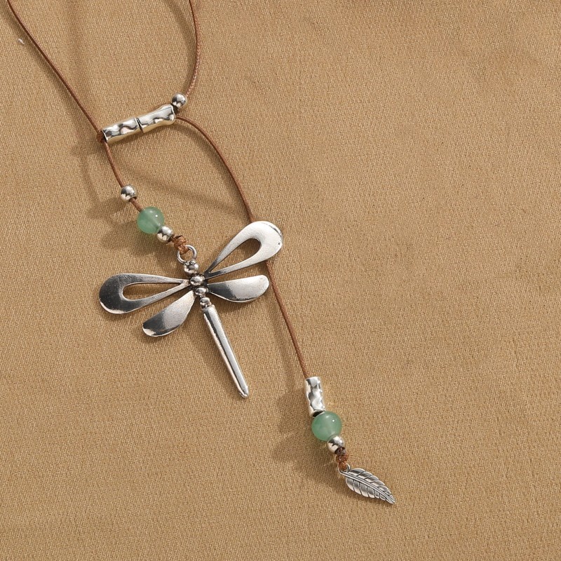 Acrylic Alloy CCB Wax Cord Jewelry Dragonfly Necklace Womens