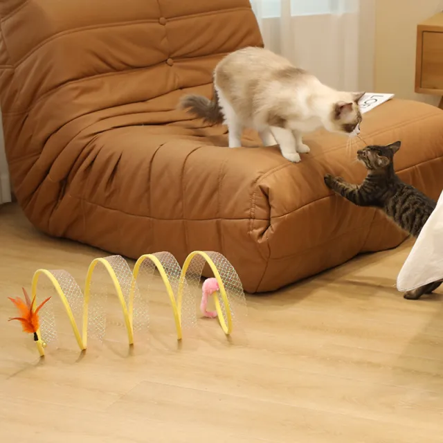 S type Cat Tunnel Toy Foldable Channel Mouse Feather Model - Shop at LoveMi