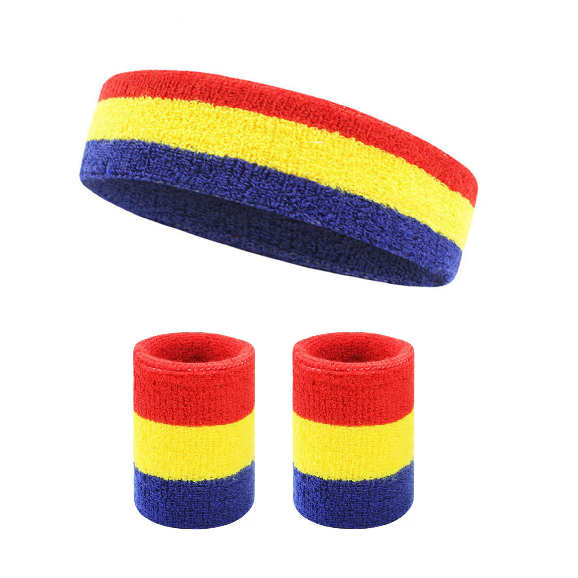 Sweat-Absorbing Headband And Wristband Set For Running And Fitness Exercises