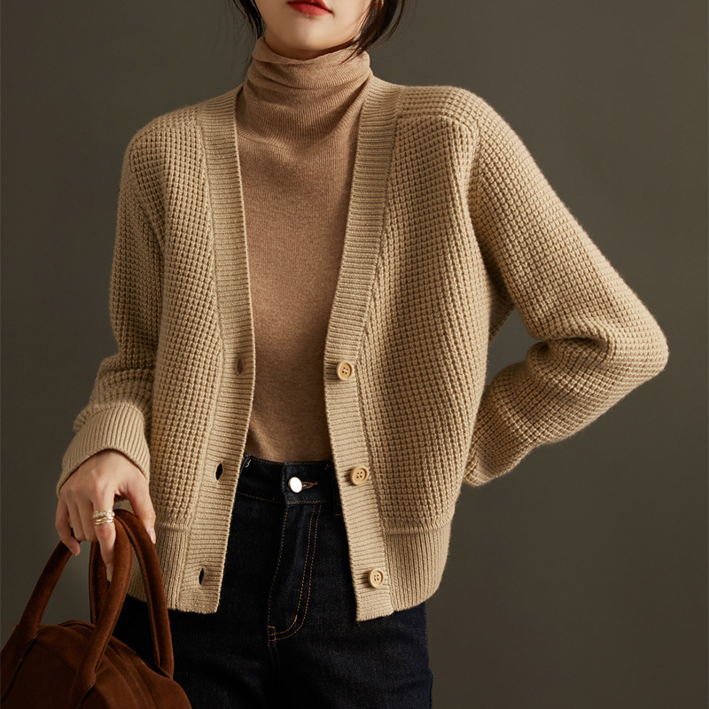 Lazy Solid Color Knitted Women's Cardigan