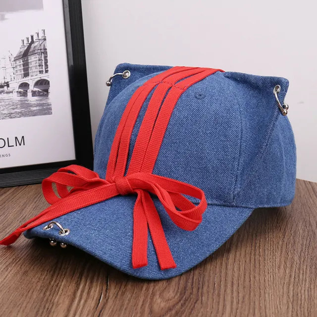 Three dimensional Ear Straps Decorative Niche Baseball Cap Denim Blue - Shop at LoveMi