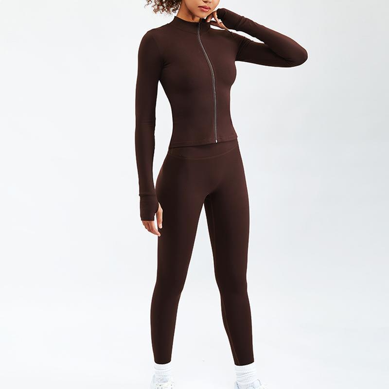 Nude Feel Yoga Long-sleeve Zipper Workout Clothes Suit