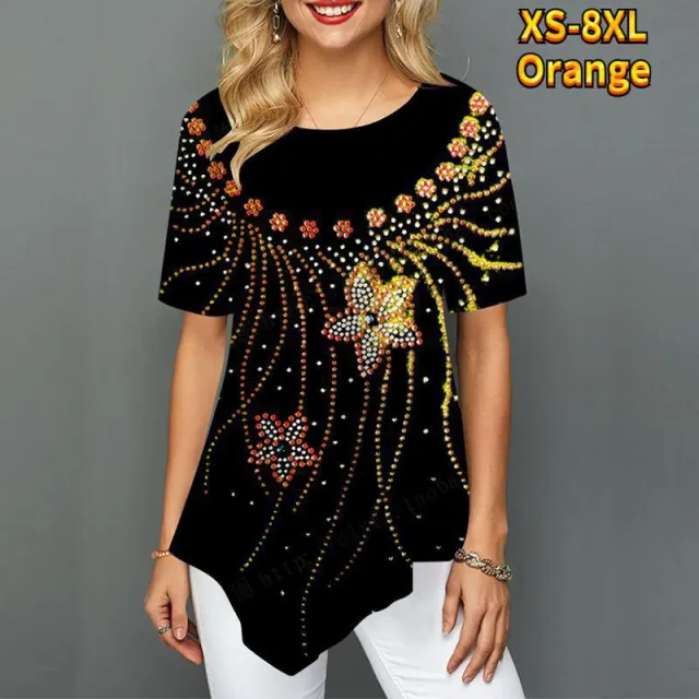 Women's Summer Wear Fashion Casual Round Neck Short Sleeves Orange - Shop at LoveMi