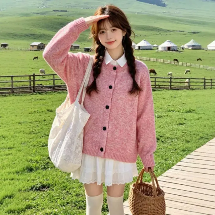 Womens Retro-Style Knitted Cardigan