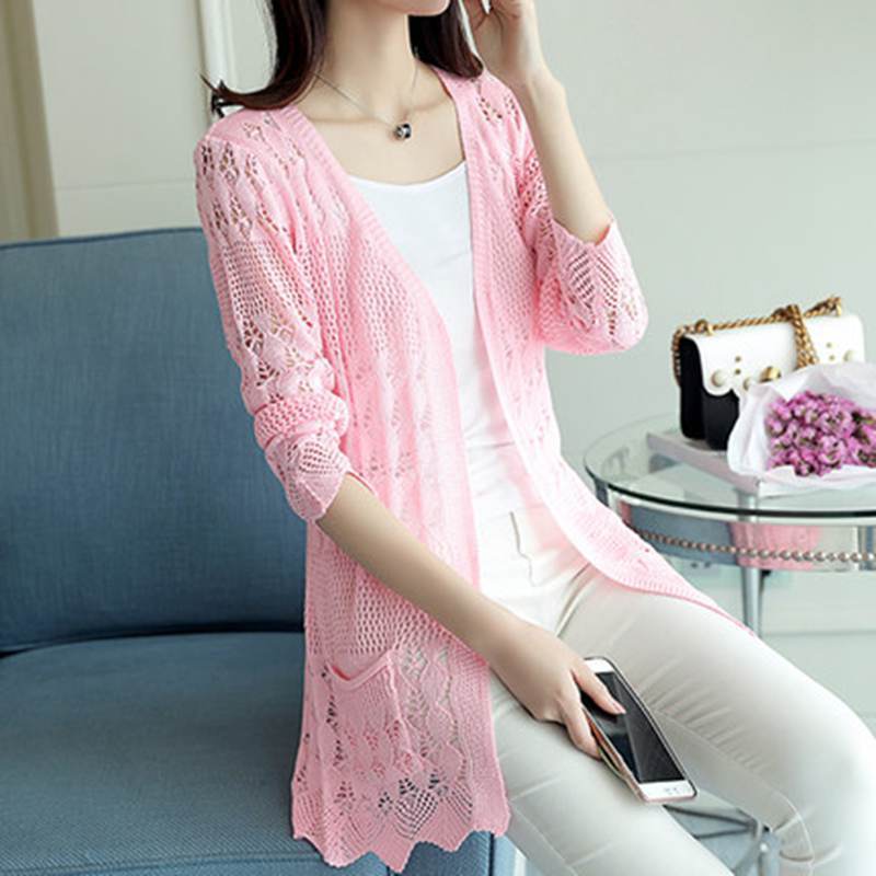 Hollow-out Thin Cardigan Loose Shawl Knitwear