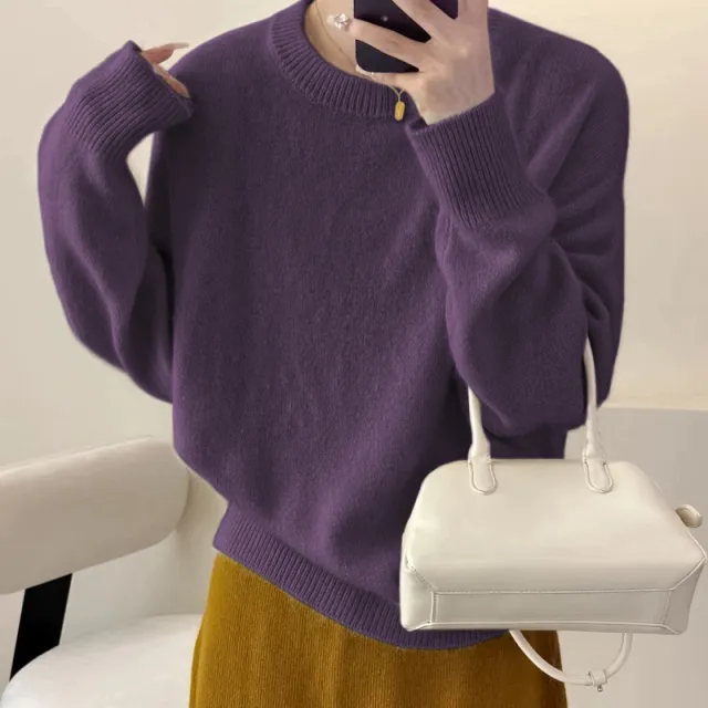 Loose And Lazy Style Thickened Sweater Top For Women Dark Purple - Shop at LoveMi