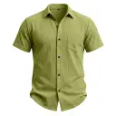 Mens Short-Sleeve Button-Down Shirt With Pocket view 5