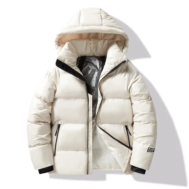 Loose-fitting Black Gold Cotton-padded Hooded Down Jacket