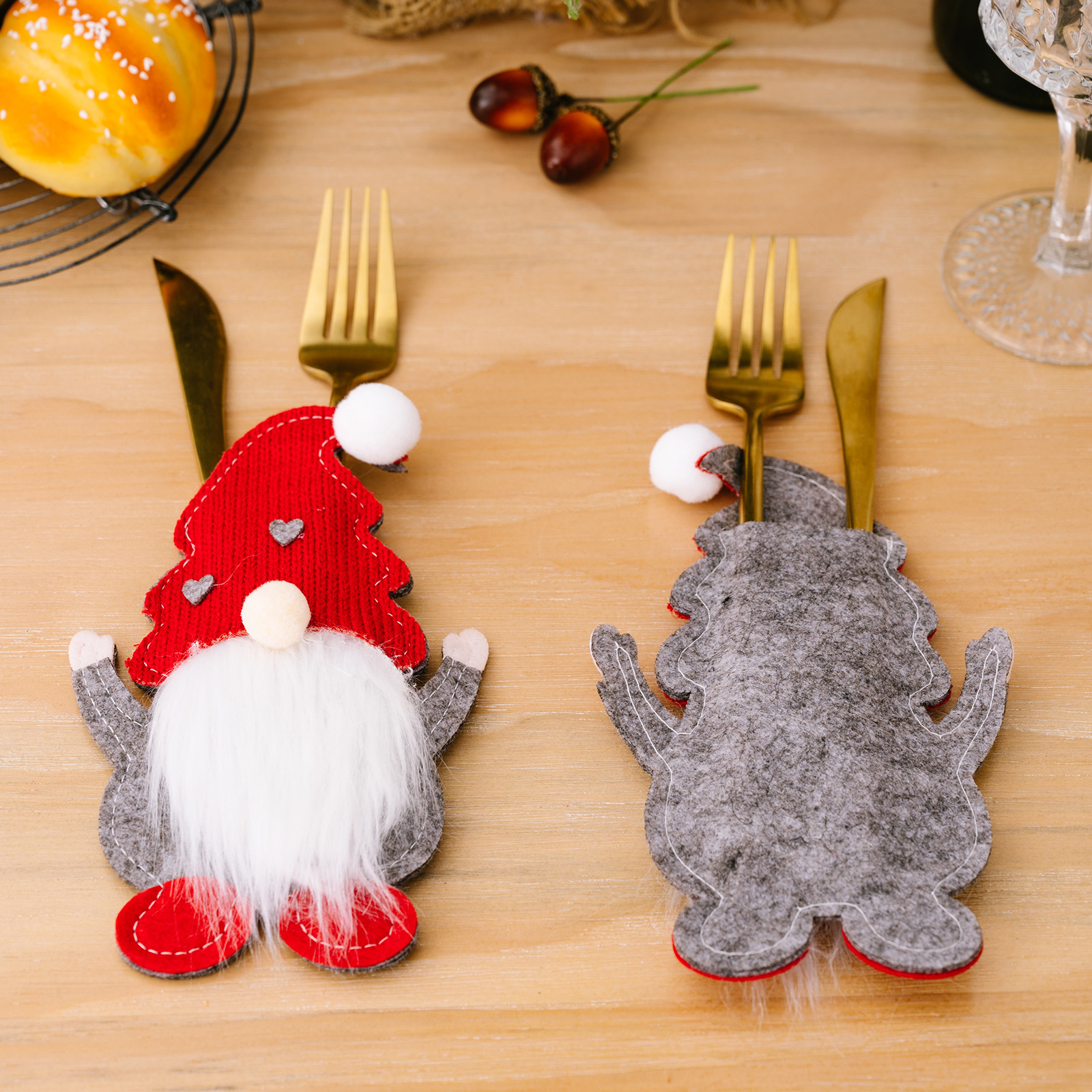 Knife And Fork Cover Faceless Old Man Knife And Fork Bag Rudolf Tableware Set