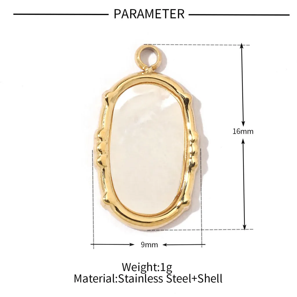 Bohemian Natural Stone Titanium Steel Necklace Pendant Oval Ornament Accessories - Vg029X3
