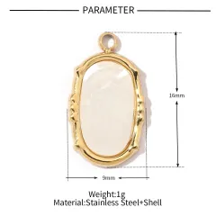 Bohemian Natural Stone Titanium Steel Necklace Pendant Oval Ornament Accessories - Vg029X3 - View 1