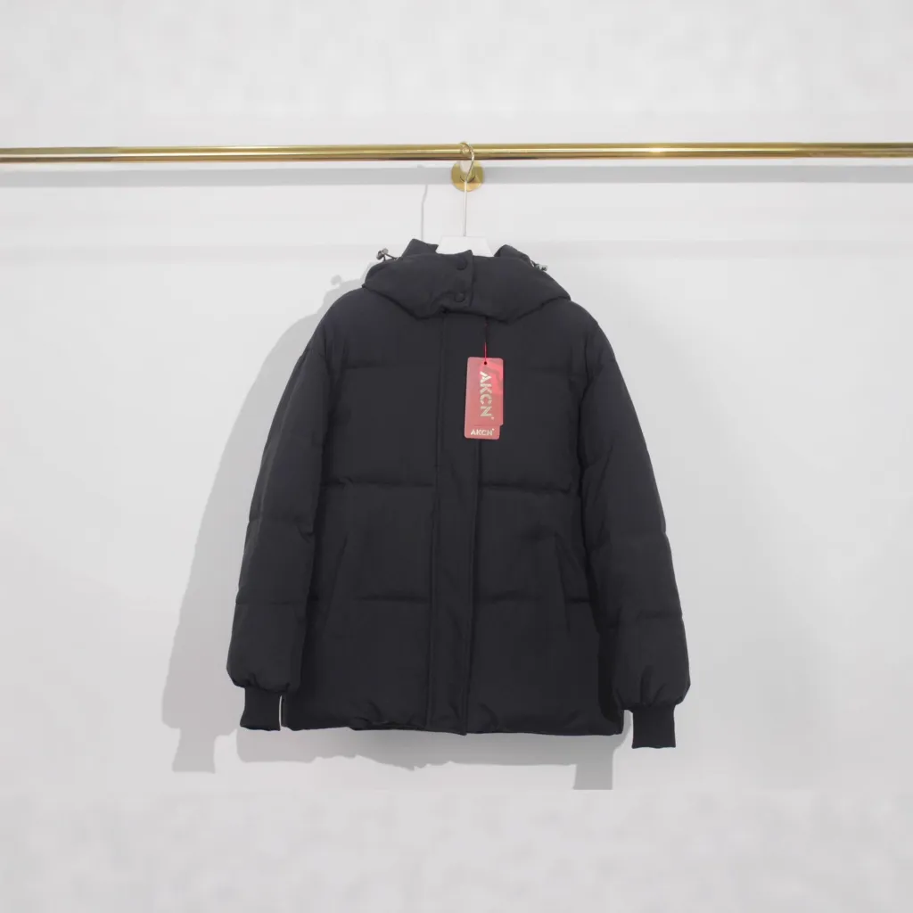 Hooded Korean Style Cotton Clothes Women's Short - Black