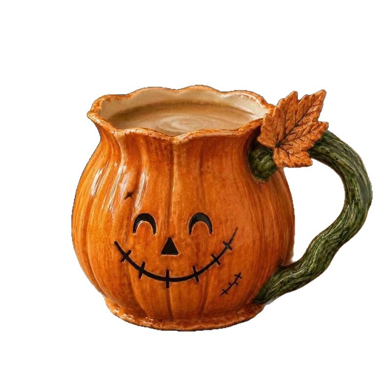 Pumpkin mug halloween resin ornament