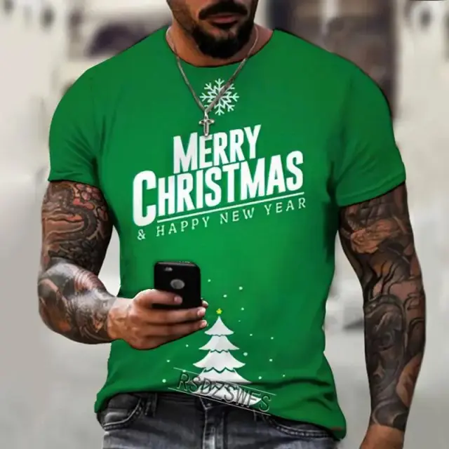 Fashion Christmas Short Sleeve Round Neck A6118 - Shop at LoveMi