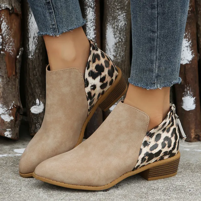 Plus Size Suede Dr Martens Boots Women's Chunky Heel Leopard Print Khaki - Shop at LoveMi