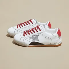 Autumn Retro White Sneakers For Women - Silver - View 1