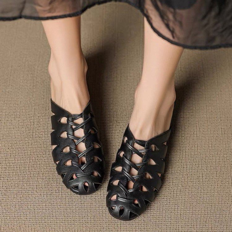 Women's Comfortable Closed-Toe Low-Heel All-Purpose Outdoor Slippers