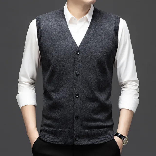 Keep Warm Inner Match Knitted Vest Sleeveless Multi color Sweater Waistcoat Dark Gray - Shop at LoveMi