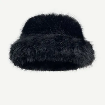 Women's High-grade Faux Fur Straw Hat Winter New - Black