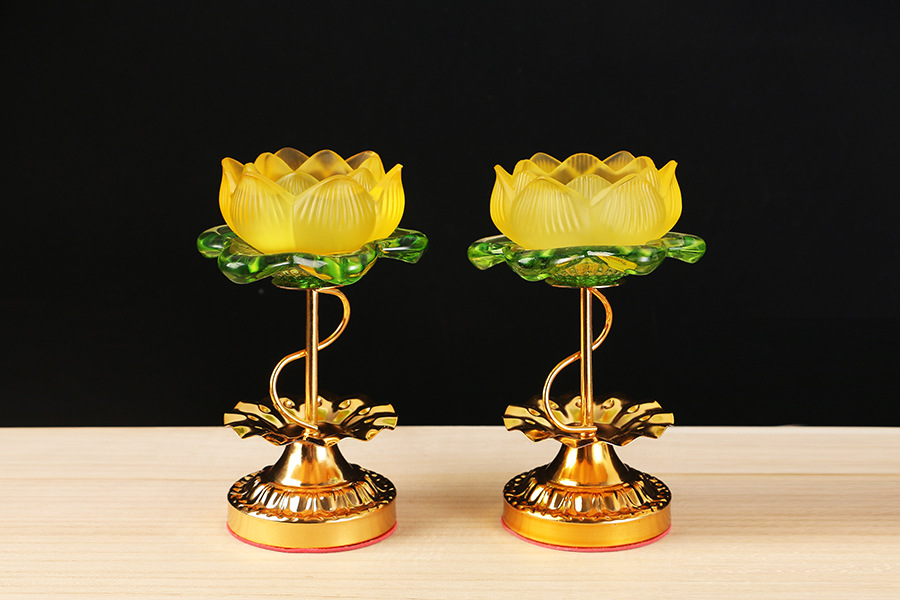 Title 5, High-foot Glass Alloy Lotus Holder Candlestick ...