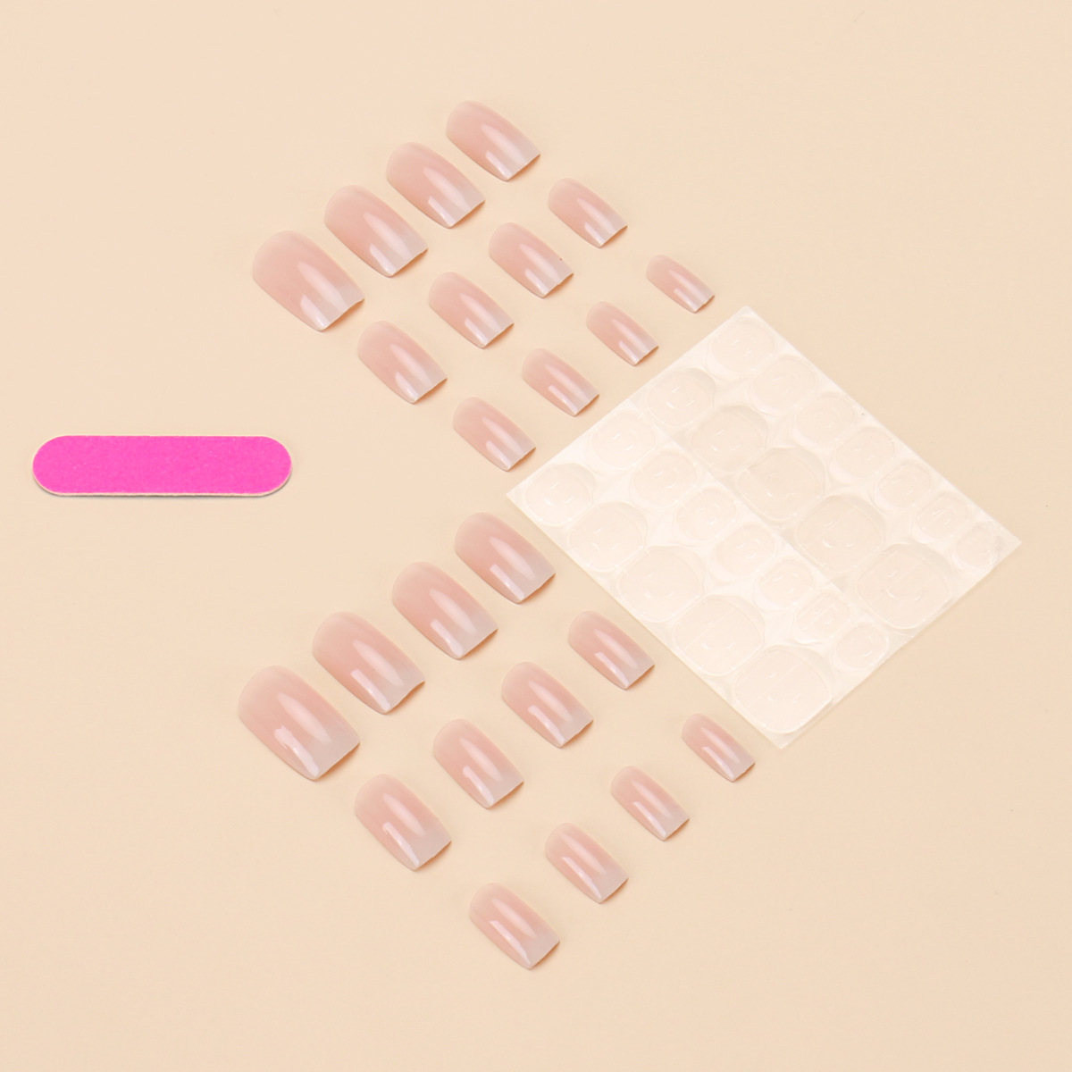 24-piece Gradient Powder Nail Tipsready-to-wear Removable Nail Extensions