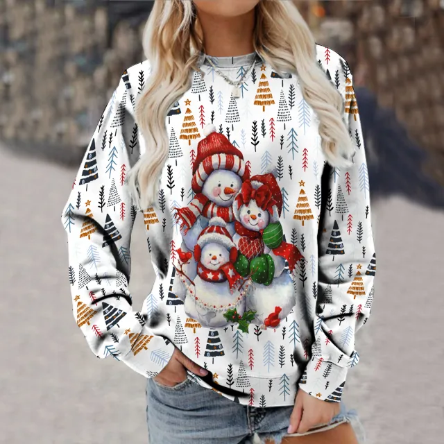 Women's Fashion Long Sleeve Printed Sweater Adh1K221511M S - Shop at LoveMi