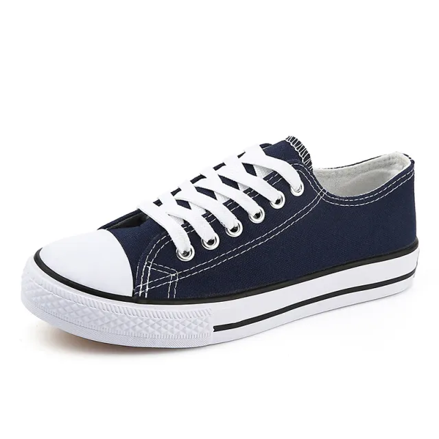 Spring New Korean Style Couple Candy Color Canvas Shoes Male Student Lace Up Casual Flat Shoes Trendy Cloth Shoes Blue - Shop at LoveMi