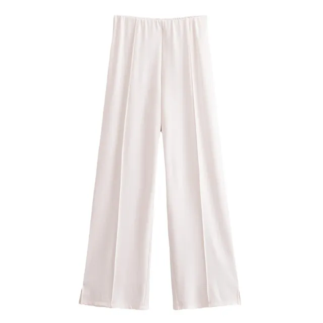 European And American Style Double sided Cloth Round Neck Top Casual Pants White Trousers - Shop at LoveMi