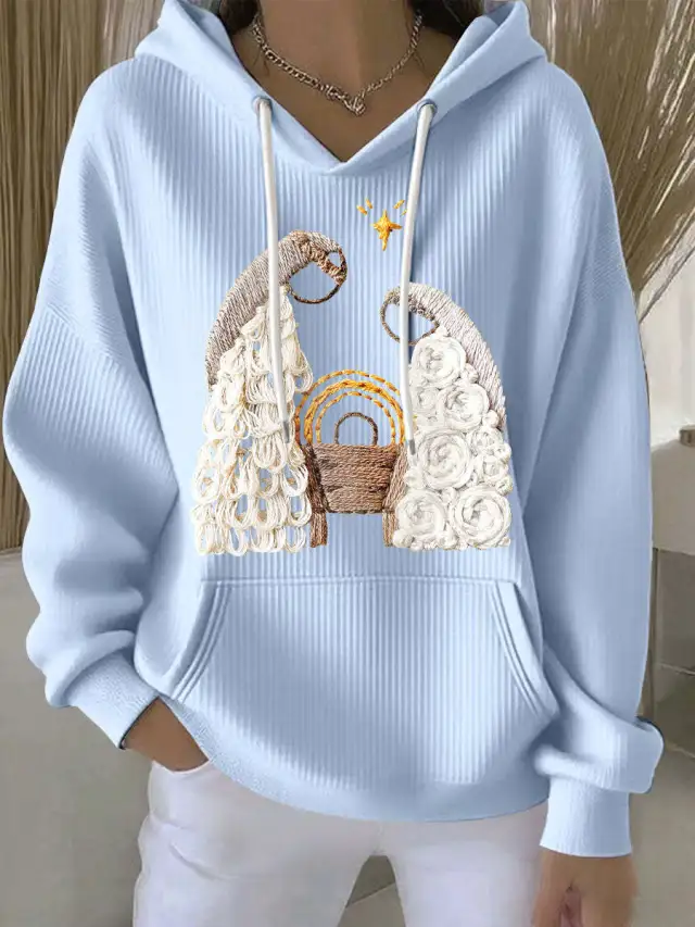 Women's Casual Loose Fashion Waffle Round Neck Sweatshirt Yhwy111804 - Shop at LoveMi