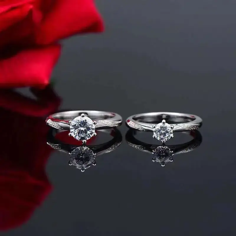 Classic Couples Dazzling Moissanite-inspired Diamond Ring