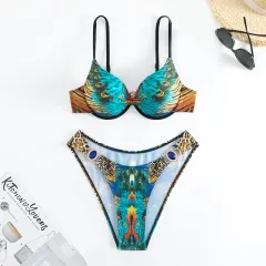Printed Underwire Bikini Swimsuit - Printing-S - View 1