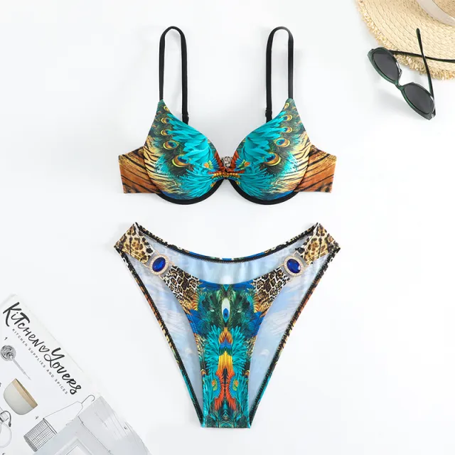Printed Underwire Bikini Swimsuit Printing Xxl - Shop at LoveMi