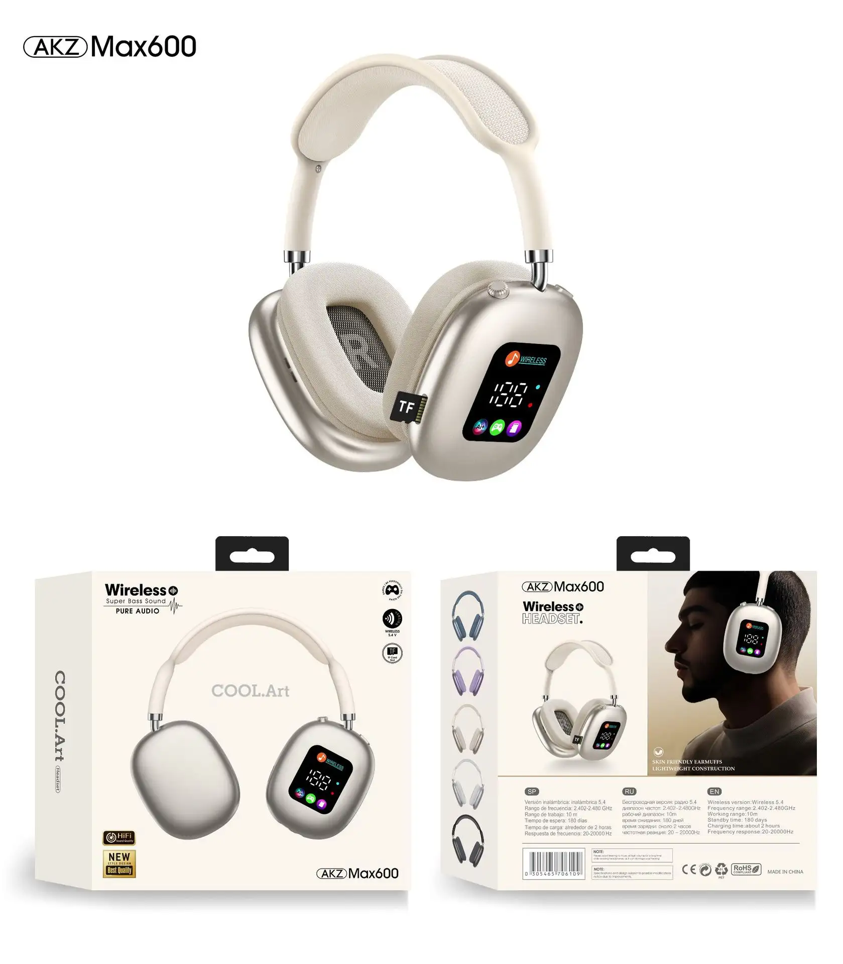 MAX600 Private-Model New Wireless Bluetooth Headset With Digital Display Screen
