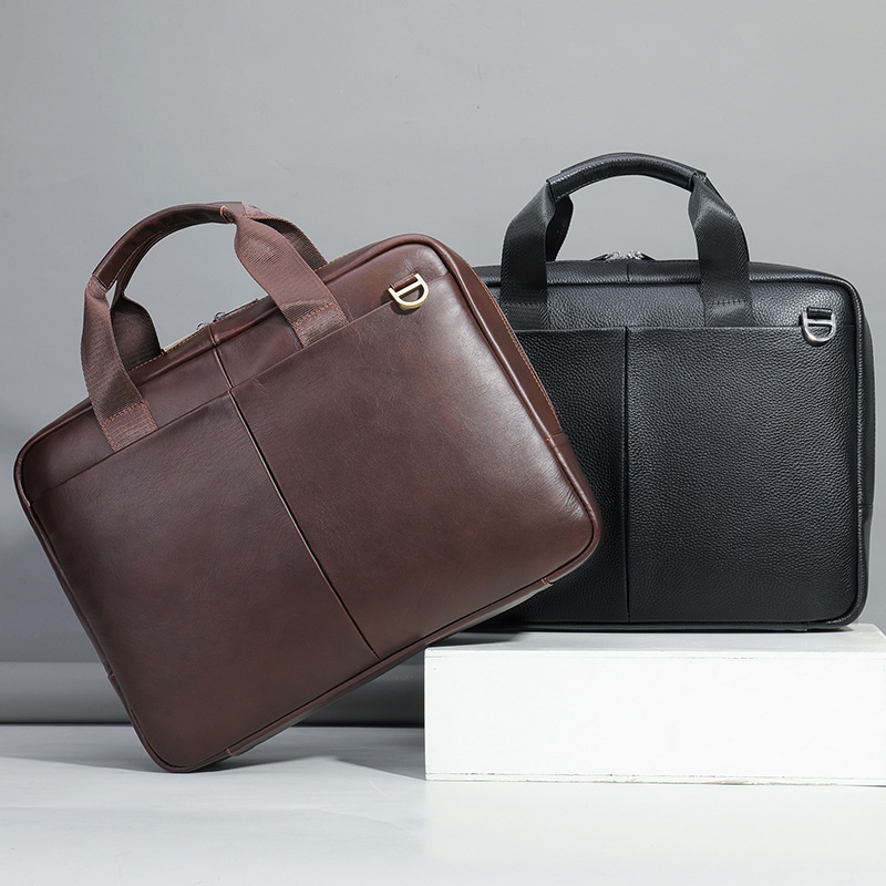 Genuine Leather Large Capacity Briefcase Men's Horizontal First Layer Cowhide Computer Storage Bag — foto 12