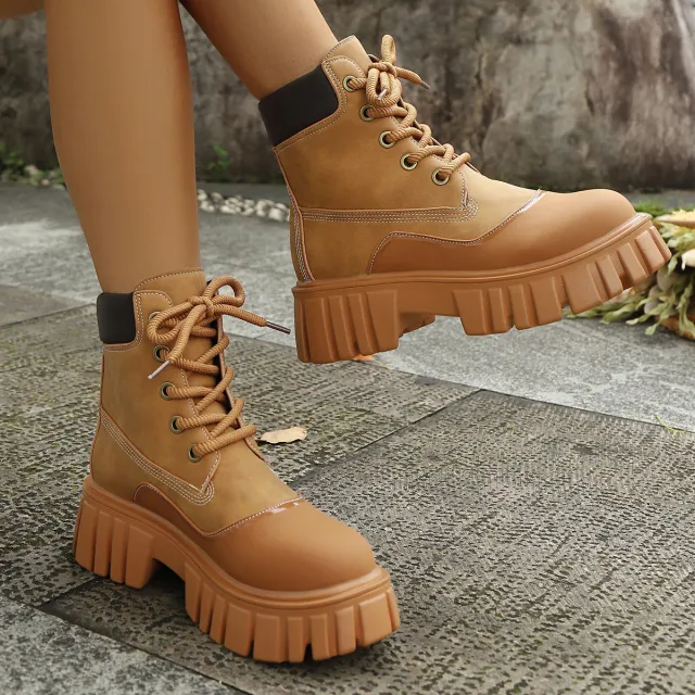 Women's Chunky Plus size Vintage Ankle Boots Brown - Shop at LoveMi