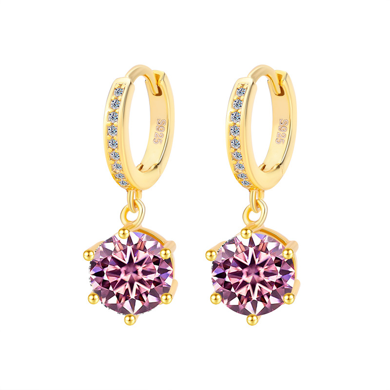 S925 Silver Moissanite Classic Six-claw Eardrops
