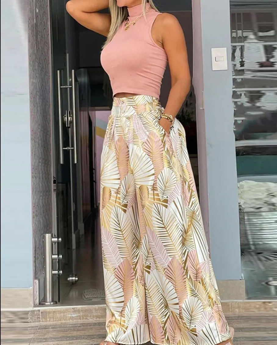 Dopamine Summer Fashion Women's Wear Two-piece Set - Pink