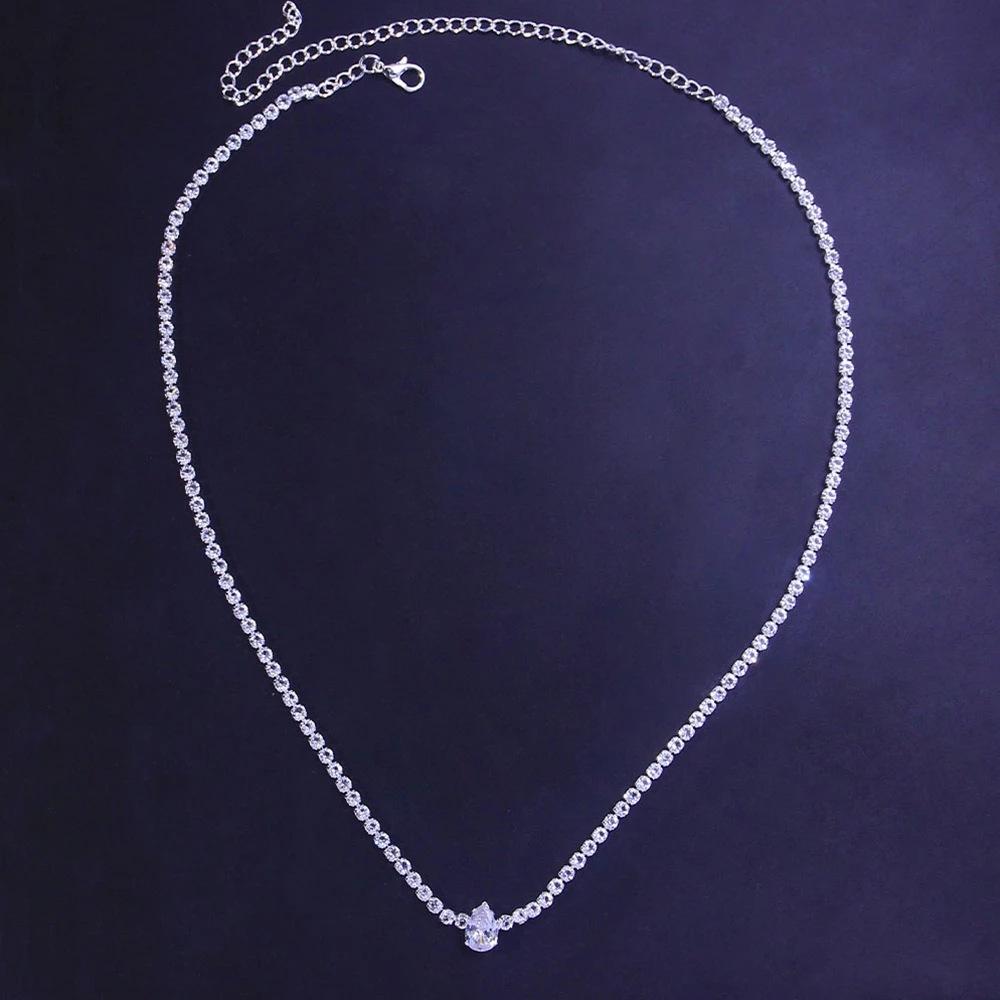 Ladies New Zircon Water Drops Necklace
