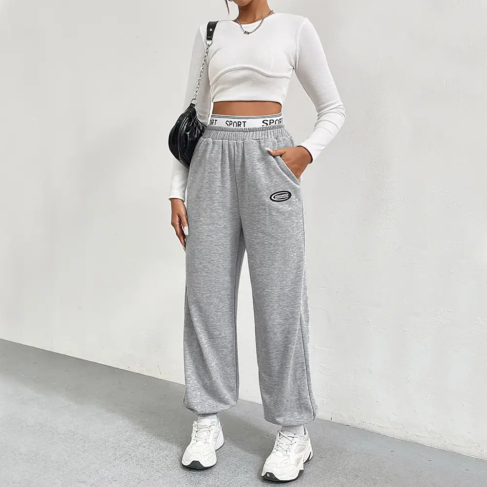 Women's Gray Sweatpants Loose Wide Leg Pants