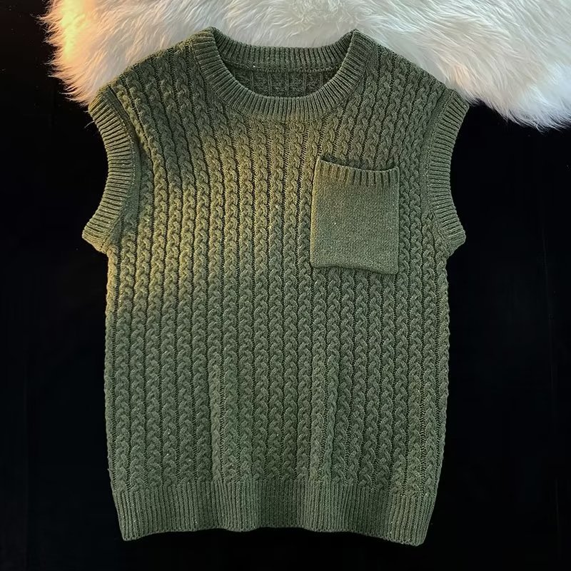 Twist Knitted Vest For Men And Women Japanese Style