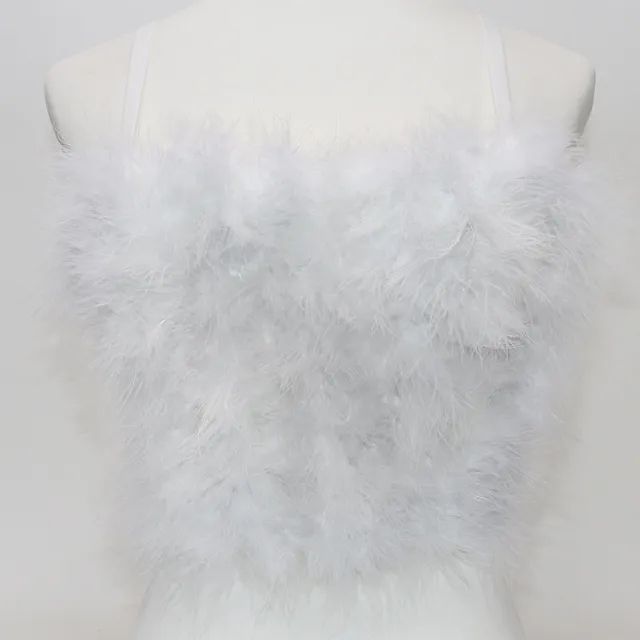 Autumn And Winter New Inner Wear Solid Color Stitching Furry Camisole Women's Feather Tube Top Christmas Performance Vest Top White - Shop at LoveMi