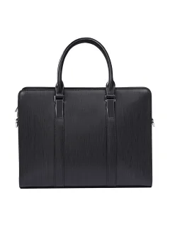 High-end Business Computer Men's Cowhide Handbag - Black - View 1