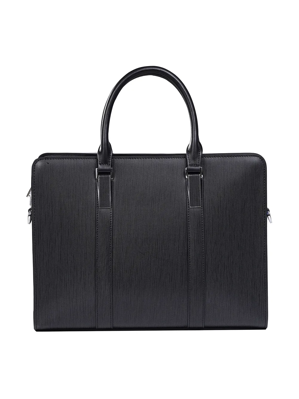 High-end Business Computer Men's Cowhide Handbag - Black